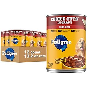 [SnS] $11.72* | 12-Count 13.2oz. Pedigree Choice Cuts in Gravy w/ Beef Canned Dog Food (Adult) at Amazon