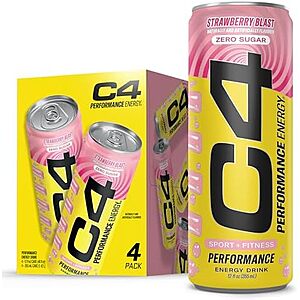 [SnS] $3.70 | 4-Pack 12-Oz C4 Performance Energy Carbonated Drink (Strawberry Blast) at Amazon