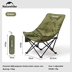 Naturehike Seastar Outdoor High Back Moon Chair, Adjustable & Folding, free S&H $30.88