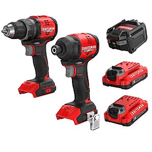 $129: CRAFTSMAN V20 Brushless RP Drill & Impact Driver Combo Kit, 2x 2Ah Batteries&Charger(CMCK1411D2) at Amazon
