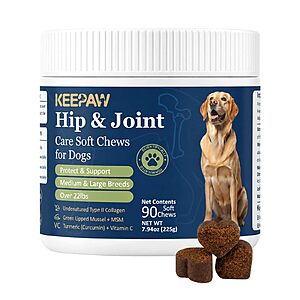 (90 Ct) KEEPAW Hip and Joint Chews for Dogs Supplement for Medium Large Breed $7.99