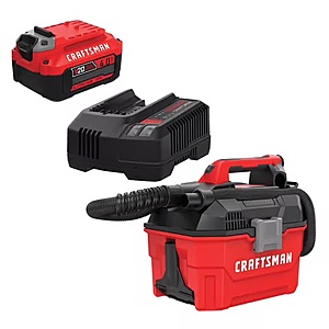 CRAFTSMAN V20 4AH Starter Kit with V20 2 Gallon Wet/Dry Vac $99