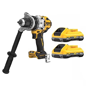DEWALT 20V MAX XR 2x 4Ah Battery + Charger Kit with DEWALT 20V MAX XR Brushless 1/2-in Hammer Drill $249