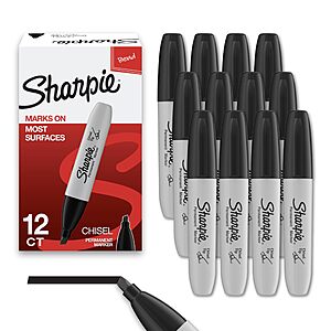 $6.82 S&S AMAZON FS PRIME or $35 Sharpie Permanent Markers, Chisel Tip, Black, 12 Count - Home, School, Office Supplies
