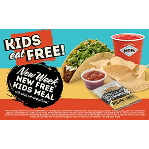 free kids meal with adult entree every week through September