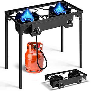 Ktaxon 2 Burner Cooker Outdoor Camping Picnic Stove Stand BBQ Grill $62 + Free S&H at Walmart