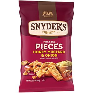 Snyder's of Hanover Honey Mustard & Onion Flavored Pretzel Pieces, 11.25 Oz~$2.90 After Coupon & S&S @ Amazon