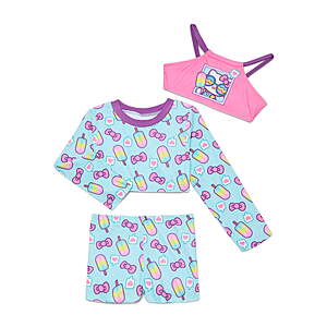 Character Toddler Girl Rash Guard and Bikini Swimsuit Set, 3-Piece, Sizes 2T-5T (8 options) - $7.99