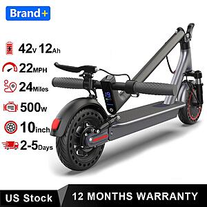 AOVOPRO 10 Inch Electric Scooter 500W Motor 24 Miles Long Range Foldable E Scooter $152 + Free Shipping