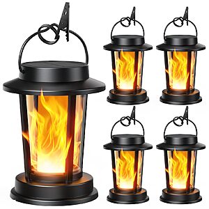 Prime Members: (4-Pack) TuyLuxe Solar Lanterns Outdoor, 3000K Flickering Flame Solar Lights, IP65 Waterproof $24.83