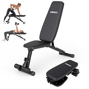 Mikolo 9 Positions Adjustable Weight Bench, Foldable Workout Bench with 800lbs Weight Capacity, Bench Press Bench for Full Body Workout $67.49 + Free Shipping