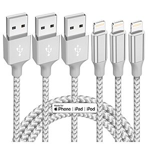 iPhone Charger 3 Pack 10ft MFi Certified Lightning Cable Fast Charging $3.49