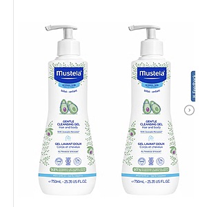 Mustela Baby Gentle Cleansing Gel - Baby Hair & Body Wash, 25.35 fl oz, 2-pack $25.99 Free Shipping Costco.com