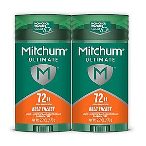 2-Pack Mitchum 72H Men's Antiperspirant Deodorant Stick (Bold Energy) $5.55 w/ S&S + Free Shipping w/ Prime or on $35+