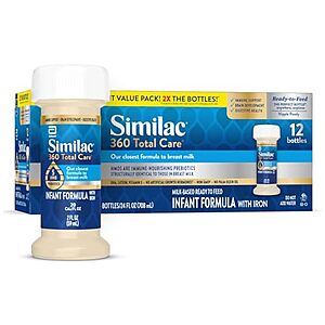 12-Pack 2-fl-oz Similac 360 Total Care Ready-to-Feed Liquid Infant Formula $6.43 w/ S&S + Free Shipping w/ Prime or on $35+