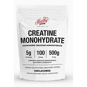 HEARTHY FOODS Creatine Monohydrate Micronized Powder 500G - 100 Servings, 5000mg Per Serving $9.89