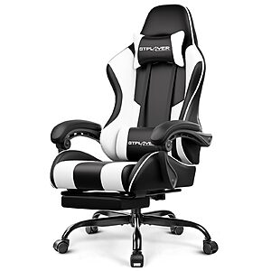 GTPLAYER Gaming Chair with Footrest & Lumbar Support (Pearl White) $85.22 + Free S&H at Amazon