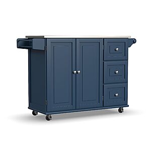 amazon : Homestyles Mobile Kitchen Island Cart with Stainless Steel Top, Blue