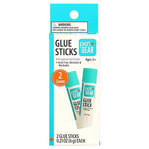 $0.25 - Pen+Gear Glue Sticks, Washable Disappearing Purple, Glue Sticks for Kids, 2 Count