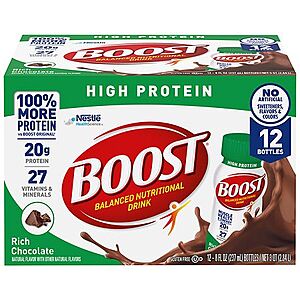 2x 12 packs, 8 oz, Boost High Protein Balanced Nutritional Drink Bottles, $29.98, free pickup, Walgreens