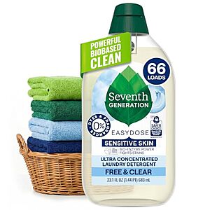 23.1-Oz Seventh Generation Ultra Concentrated EasyDose Liquid Laundry Detergent, Free & Clear (66 Loads) $7.40 w/ S&S + Free Shipping w/ Prime or on $35+