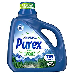 Purex Fresh Mountain Breeze Liquid Laundry Detergent 150-Ounce (115 Loads) $8.97 + $3 Walmart Cash + Free Shipping w/ Walmart+ or on $35+