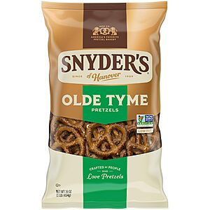 Snyder's of Hanover Old Tyme Pretzels, 16 Oz Bag~$2.76 After Coupon & S&S @ Amazon