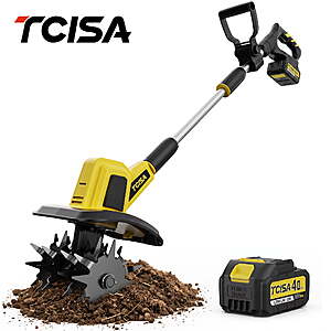 9" TCISA 20V Cordless Electric Tiller w/ 4Ah Battery $70 + Free S/H