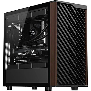 DIYPC DIY-ATX28-Wood Black USB3.0 /Type C ATX Mid Tower Gaming Computer Case w/ Tempered Glass Side Panel and Walnut Wood Front Panel $76.91