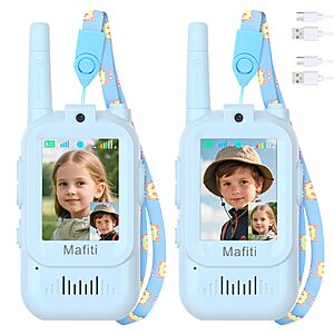 Mafiti Video Walkie Talkies for Kids 2 Pack Rechargeable Birthday Gift Toddler Toys for 3 4 5 6 7 8 Year Old Boys Girls 1000 Feets Long Range Indoor Outdoor Play $14.99