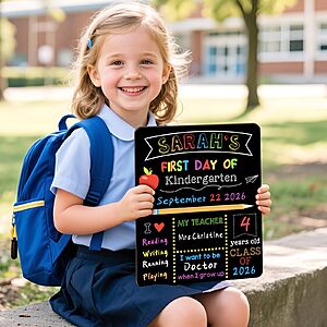 AMZ $5.59 Prime Shipped Reusable First & Last Day of School Signs  For Kids