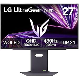 $499.99* | 27" LG UltraGear OLED QHD 1440p 480Hz Gaming Monitor at Amazon