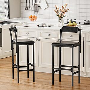 $49.99 - Zuyachuza Set of 2 Bar Stools for Kitchen Island, Counter Height Bar Stools with Backs