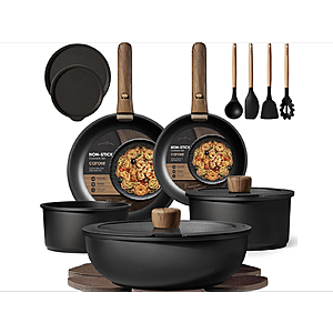 CARROT 19 pieces non-stick pots and pans, sets of kitchen utensils with detachable handle $59.99