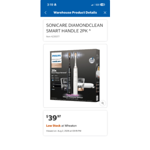 HUGE YMMV - Costco Philips Sonicare DiamondClean Smart Electric Rechargeable Toothbrush, 2-pack $39.99