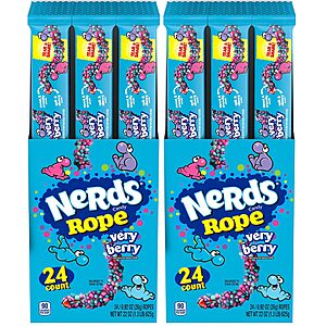 Nerds Rope Candy, Very Berry, 0.92 Ounce Ropes 24 Count (Pack of 2) for $27.17