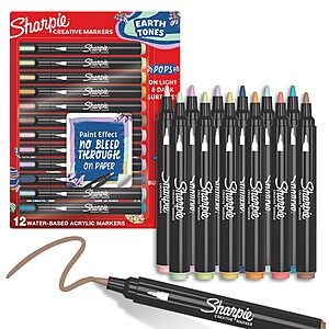 12-Ct Sharpie Creative Markers, Earth Tones, Bullet Tip $11.11 w/ S&S