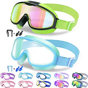 [Prime] 2-Pack Vvinca Kids No Leaking Wide View Swim Goggles w/ Anti-Fog/UV (Various) from $12.34 + Free Shipping $6.17