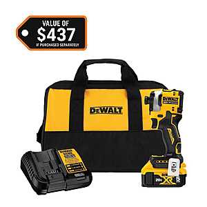 DeWakt DCF850 ATOMIC 20V MAX 1/4 in. Brushless Impact Driver Kit, 5 Ah Battery, Charger, and Bag Lithium-Ion Cordless $149