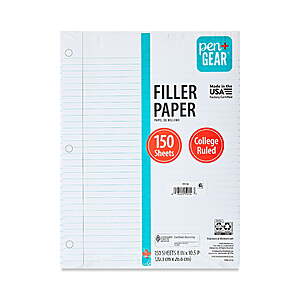 $0.84 - Pen+Gear Filler Paper, 10.5" x 8", 150 Sheets (College Ruled or Wide Ruled)