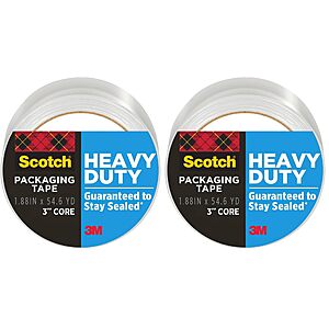 AMAZON: $11.94 for 2 or $5.97 for 1: Scotch Heavy Duty Shipping Packing Tape, Clear, Shipping and Packaging Supplies, 1.88 in. x 54.6 yd