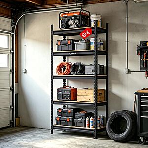 $31 - Garvee 5-Tier Heavy Duty Storage Shelves, 2204 lbs Capacity Adjustable Garage Shelving Unit - 30" W x 12" D x 60" H
