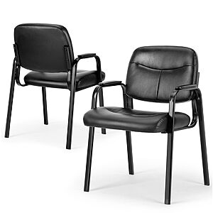 $36.31 - Simple Deluxe PU Leather Guest Chair with Padded Arm, 2 Pack