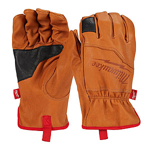 Milwaukee X-Large Top Grain Goatskin Leather Work Gloves + Free Shipping $10.12