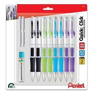 $11.38: [S&S] 8 Pack Pentel Quick Click Mechanical Pencil, (Black,0.7mm), Includes Refill Lead and Erasers at Amazon