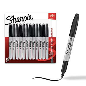 Sharpies Fine Point 12 pack Permanent Markers in all Black or asst'd colors $7.97 WALMART