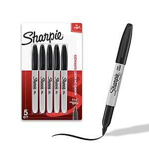 $4.39-$7.89 no S&S or less with S&S AMAZON Sharpie Permanent Markers, Fine Tip, Black, 5 or 12 Count