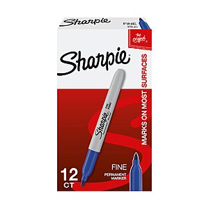 $6.82 S&S CLIP Q 12 ct Sharpie BLUE Fine Point Permanent Markers  AMZ