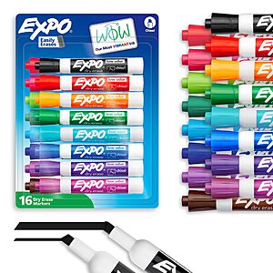 $9.38 S&S AMAZON EXPO Dry Erase Markers, Low Odor Ink, Assorted Colors, Chisel Tip, 16 Count - Whiteboard,
