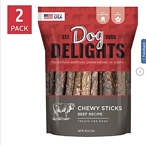 Dog Delights Chewy Beef Sticks, 48oz, 2 pack $31.99 free Shipping Costco.com